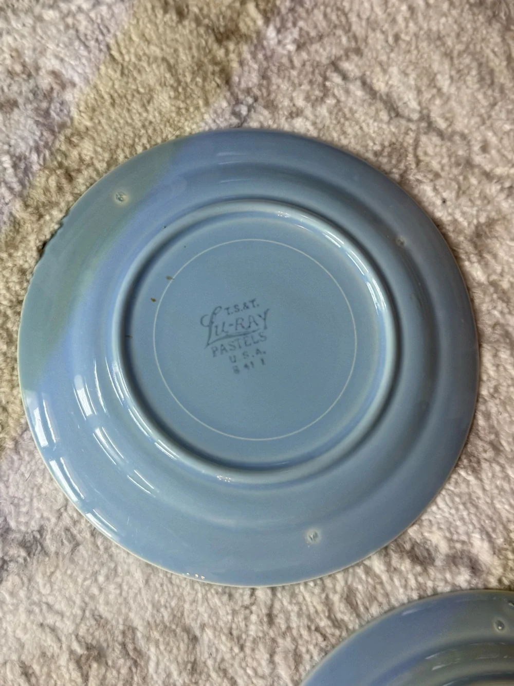Lu-Ray Pastels Blue Plates Salad Bread Dessert - 6-3/8” Vintage Spring Easter